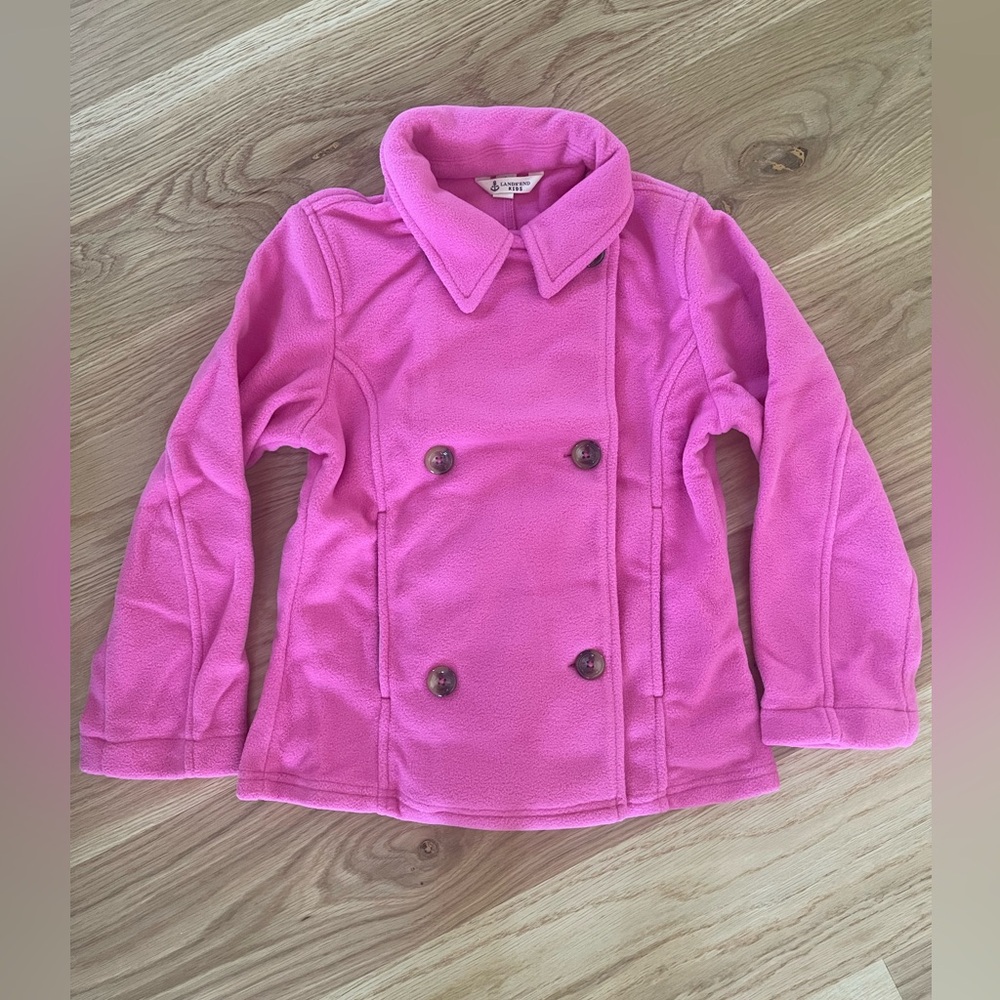 NWT. Lands' End Kids Pink Fleece Pea Coat